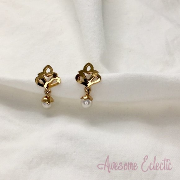 James Avery JA 14k Pearl Drop Earrings - EXTREMELY RARE - Great Gift! - Picture 2 of 9